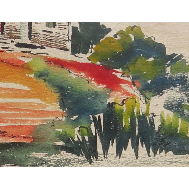 Post Impressionist Vintage Ouida Romanoff George Framed Watercolor For Sale - Image 3 of 10