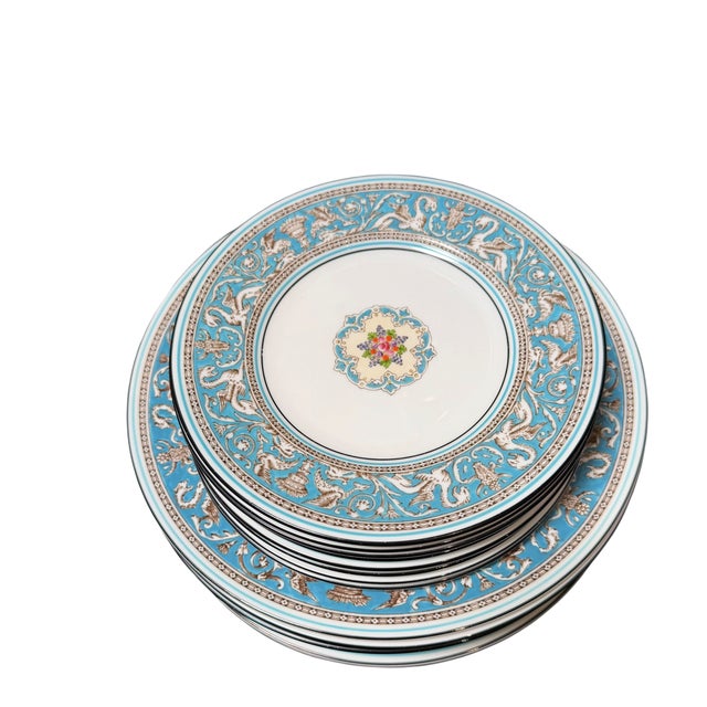 Mid 20th Century Set of Wedgwood Florentine Turquoise Porcelain Dinnerware 68 Pc For Sale In Los Angeles - Image 6 of 10