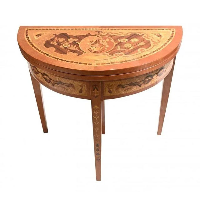 Gorgeous games or chess table in the French Empire manner In itself can function as a demi lune console table Intricate...