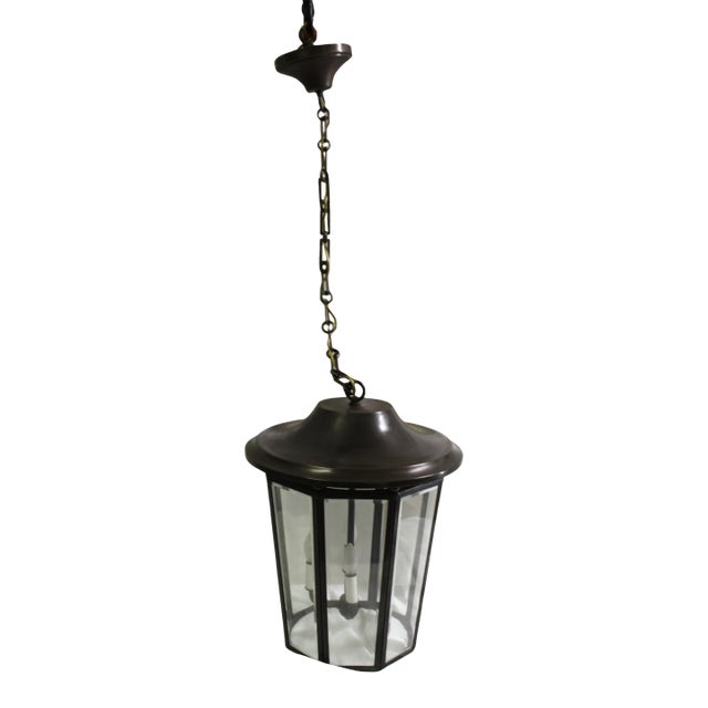 Mid-Century Pendant with Beveled Glass For Sale