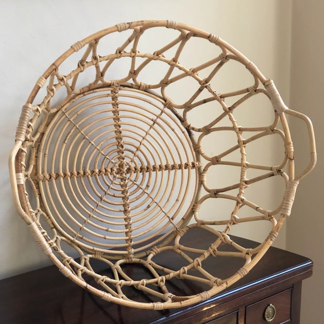 Boho Chic Natural Rattan Laundry / Storage Basket For Sale - Image 12 of 12