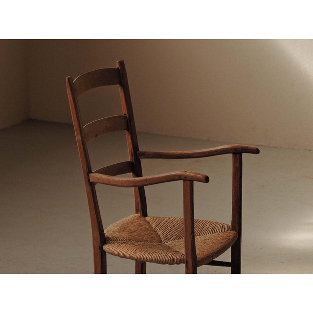 French Folk Armchair in Wood and Rush, Auvergne, 1900s For Sale - Image 6 of 17