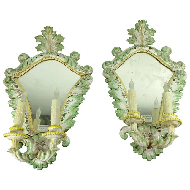 19th Century Italian Porcelain Sconces With Faces - a Pair For Sale - Image 10 of 10