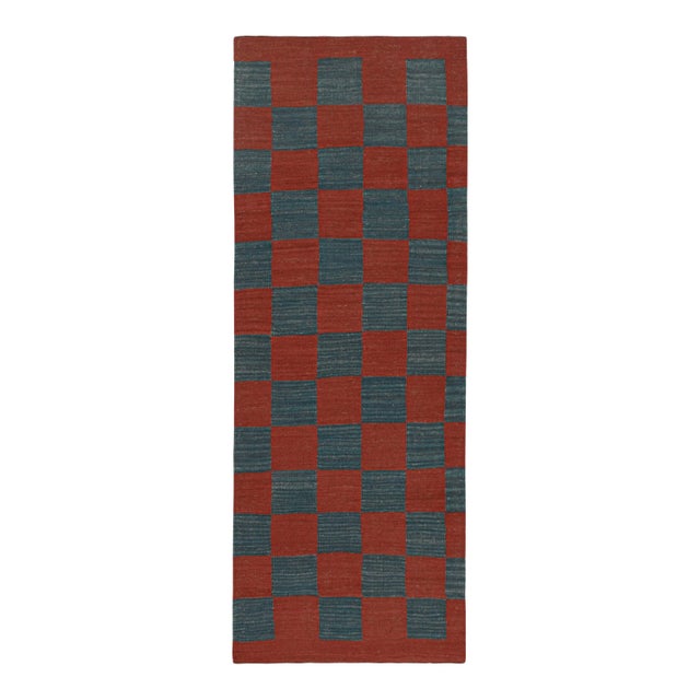 Red 1950s Vintage Persian Kilim Runner in Red & Blue Checkerboard Pattern by Rug & Kilim For Sale - Image 8 of 8