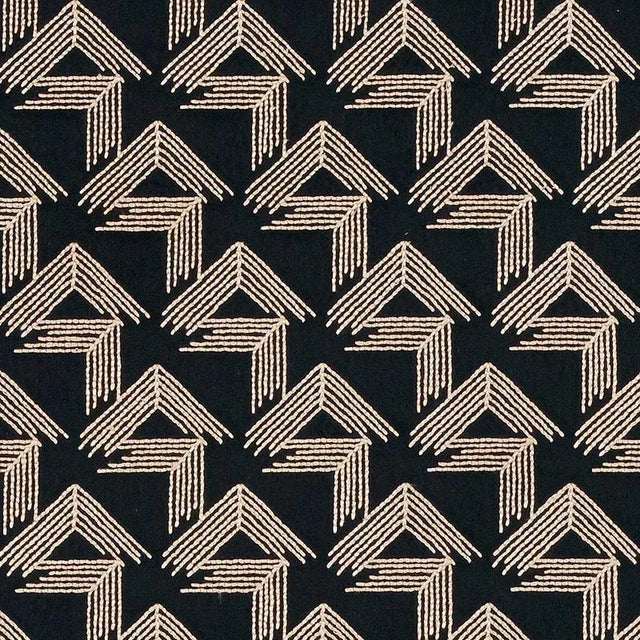 Schumacher X Miles Redd V Step Fabric in Black For Sale