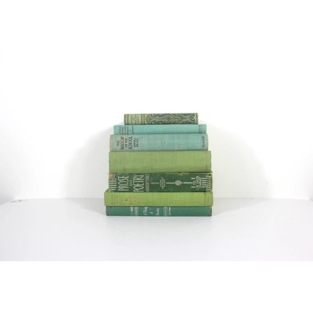 Textile Curated 1960s Green Books With Linen Covers Set of 7 For Sale - Image 7 of 9