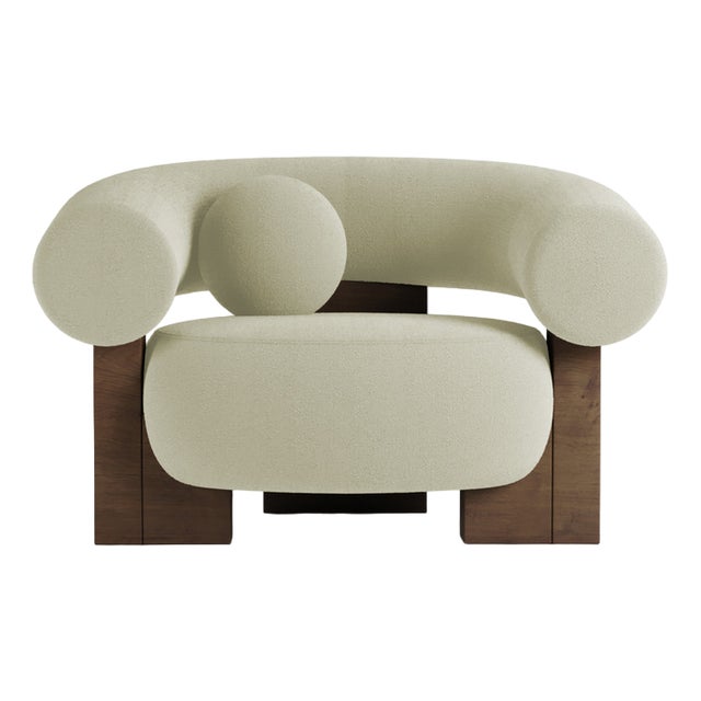 Cassete Armchair in Boucle Beige and Smoked Oak by Alter Ego for Collector For Sale