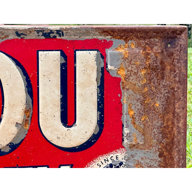 1950s Vintage Strout Realty Advertising Tin Litho Sign For Sale - Image 5 of 14