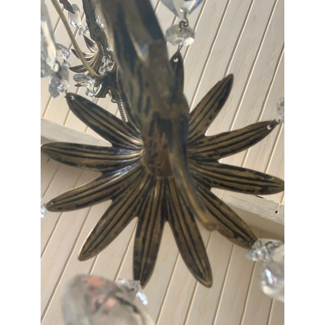 Vintage Cast Brass Rustic European Chandelier For Sale - Image 4 of 12