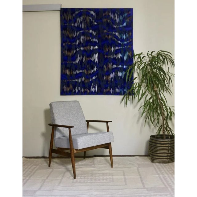 Contemporary Cobalt Textured Composition, Canvas Painting, Framed For Sale - Image 6 of 13