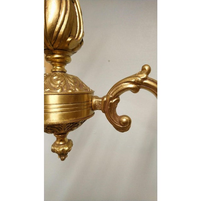 Vintage Louis XV French Bronze Three Branch Chandelier, 1970s For Sale - Image 6 of 13