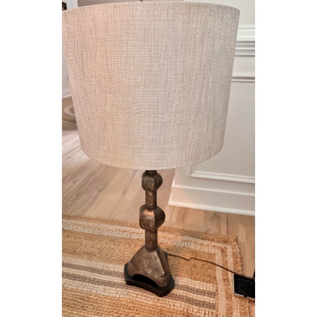 Wood Large Vintage Chapman Sculptural Faux Stone Table Lamp For Sale - Image 7 of 11