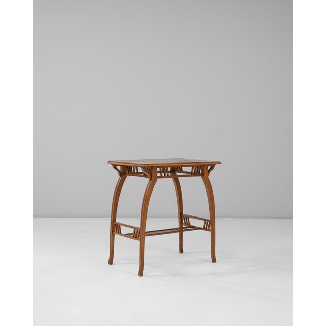 Art Nouveau 1900s French Art Nouveau Wooden Side Table With Floral Top For Sale - Image 3 of 18