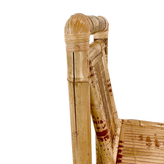 Wood Vintage Natural Bamboo Side Chair With Wrapped Details For Sale - Image 7 of 18