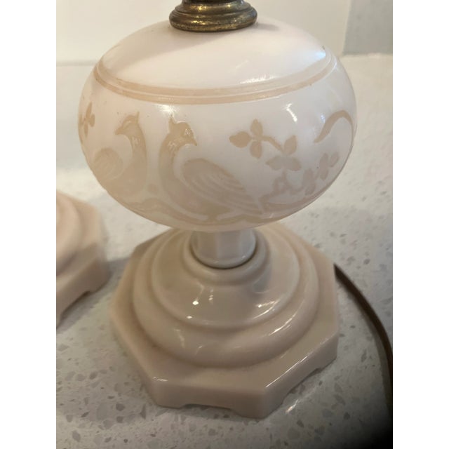 Pair of Jefferson Opalescent Glass Lamps From Early 1900s For Sale - Image 4 of 12