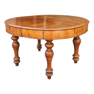 19th Century Extendable Oval Wooden Table For Sale