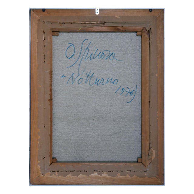 Black Domenico Spinosa, Notturno, 1976, Oil on Canvas For Sale - Image 8 of 9