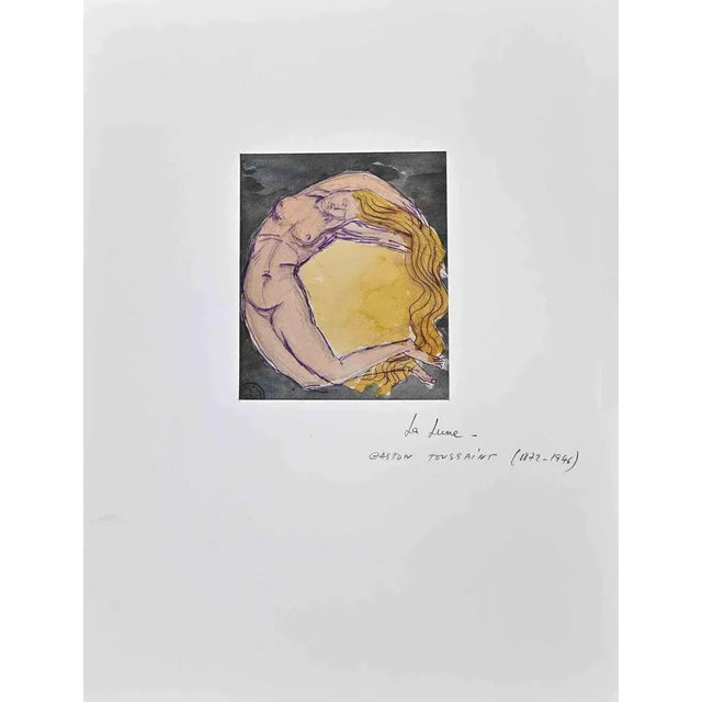 La Lune is an Original Ink and Watercolor realized by Gaston Touissant (1872-1946). Good condition on a little paper,...