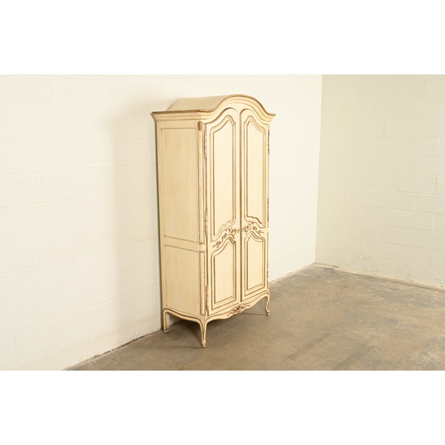 Henredon Henredon French Provincial Louis XV Cream Lacquered Armoire Dresser or Gentleman's Chest, Circa 1960s For Sale - Image 4 of 15