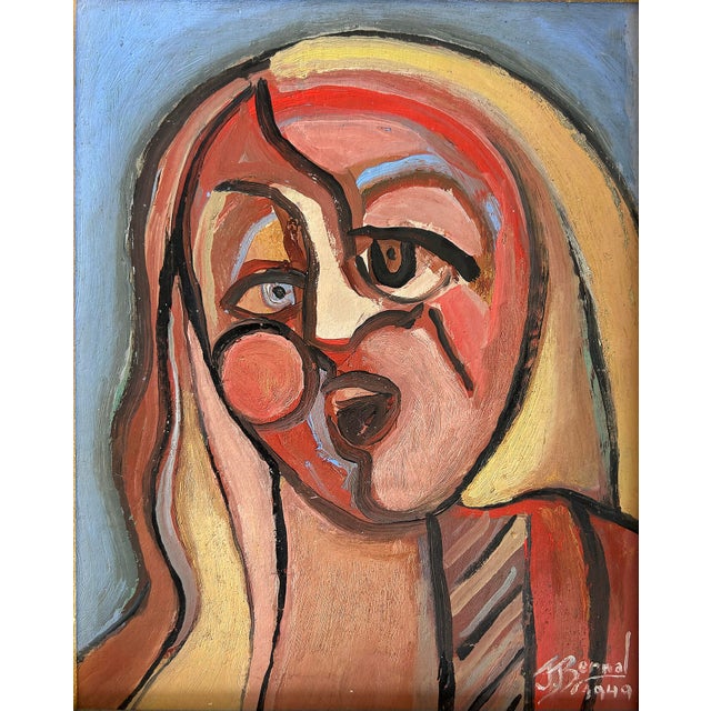 Jose Bernal 1947 Abstract Oil Painting on Canvas "Opera Singer" Offered for sale is an oil painting on canvas titled...