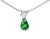 Elegant 14K white gold pendant necklace featuring a natural pear-shaped emerald and a brilliant round diamond. Estate...