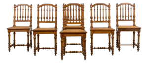 Late 19th Century French Louis XIII Style Dining Chairs W/ Cane Seats - Set of 6