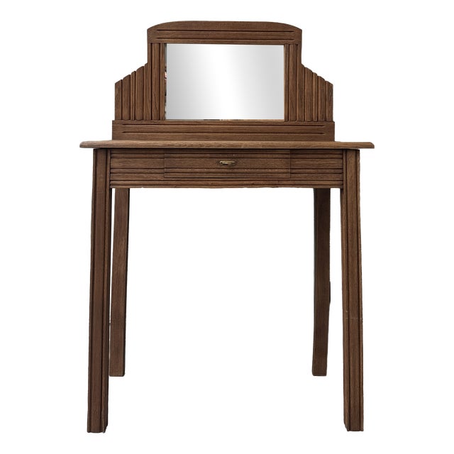 Vintage Art Deco Oak Dressing Table, 1940s For Sale