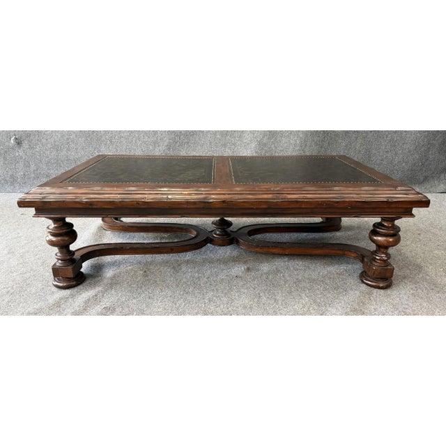 American Bernhardt Coffee Table With Decorated Top and Wooden Base For Sale - Image 3 of 14