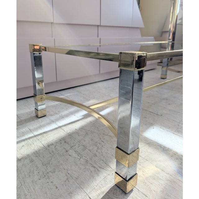 Large Mid-Century Hollywood Regency Chrome and Gilt Coffee Table, 1970s For Sale - Image 13 of 15