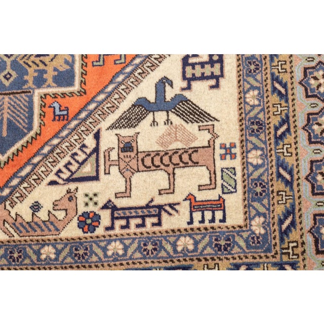 Ivory Vintage Hand-Knotted Persian Ardebil Rug 4'4" X 6'7" For Sale - Image 8 of 12