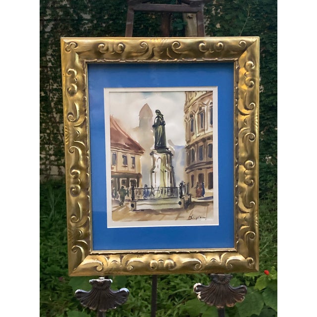 1970s Signed Watercolor Painting of Mesnicka Street in Croatia, Framed For Sale - Image 4 of 12