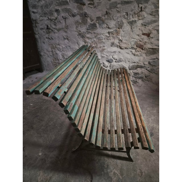 Green French Garden Bench in Wood and Iron, 1950s For Sale - Image 8 of 18