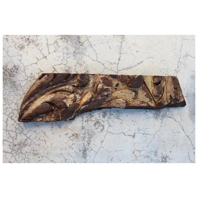 18th Century Antique Overdoor 18th Century, Carved and Gold Leaf Portuguese Baroque Fragment For Sale - Image 5 of 9