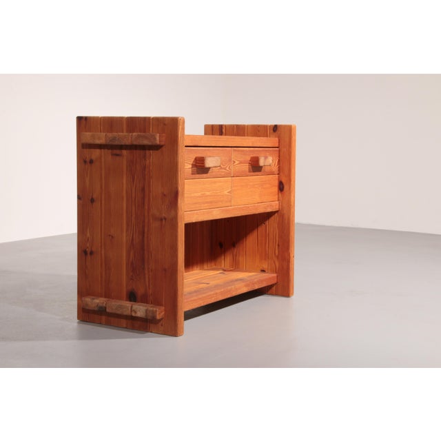 Brutalist Scandinavian Pine Cabinet by Hans Frydendal, 1970 For Sale - Image 6 of 12
