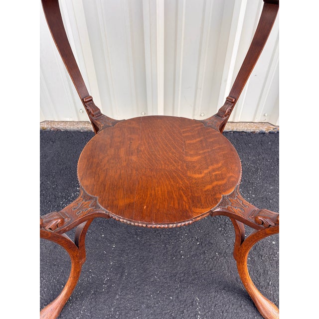 Early 20th Century Antique Tiger Oak Lamp End Table For Sale - Image 5 of 12