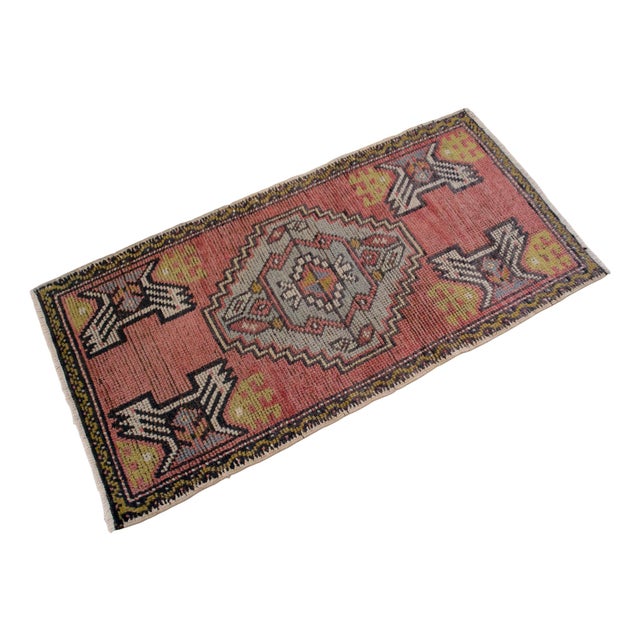 1970s Small Rug, Entryway Rug, Bath Mat, Kitchen Decor, Turkish Rug, Doormat 1'8" X 3'3" For Sale - Image 6 of 14