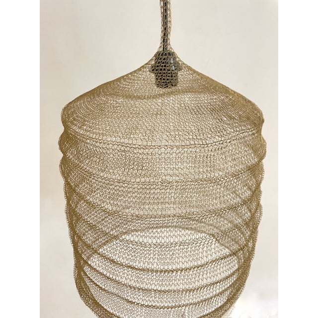 Gold 21st Century Handcrafted Knitted Lamp Wavy Bell in Gold Color, D35cm For Sale - Image 8 of 12