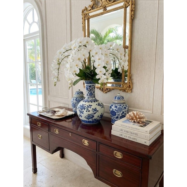Vintage Chinese Blue and White Porcelain Tianqiuping Globular Vase – Pomegranate & Floral Motif For Sale - Image 11 of 12