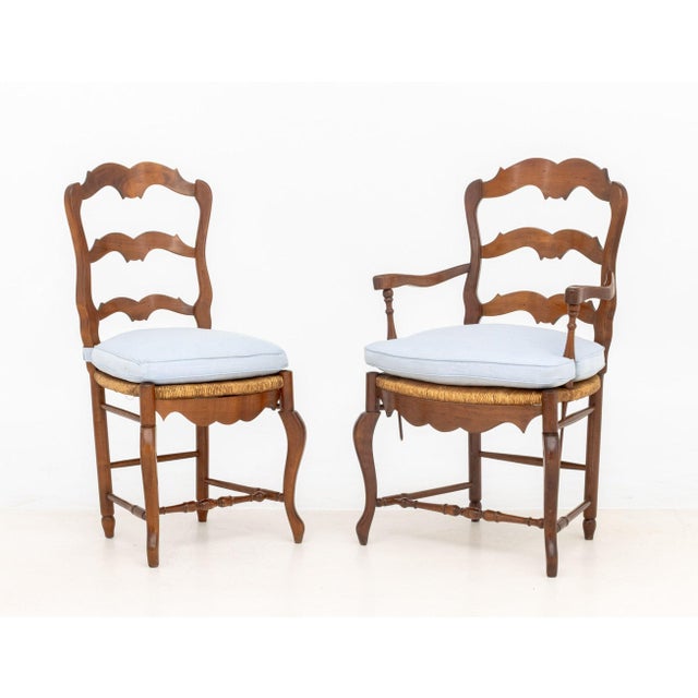 Late 20th Century French Provincial Style Walnut Dining Chairs, 4 For Sale - Image 5 of 15