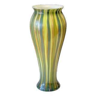 Japanese Reed Glass Vase in Shades of Green from Oljos Glass For Sale