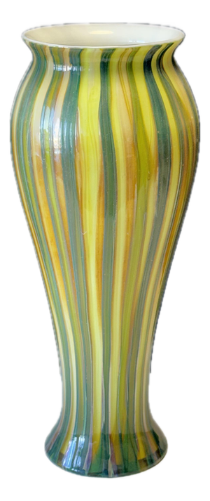 Japanese Reed Glass Vase in Shades of Green from Oljos Glass