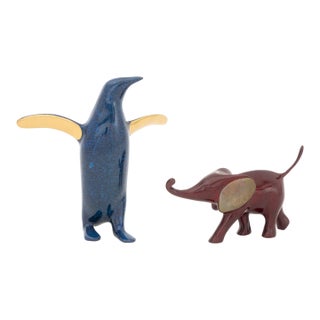 Loet Vanderveen Patinated and Gilt Bronze Animal Sculptures, 2 For Sale