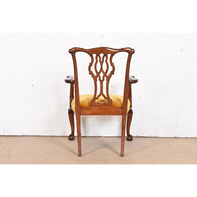 Baker Furniture Chippendale Carved Mahogany Dining Chairs, Set of Six