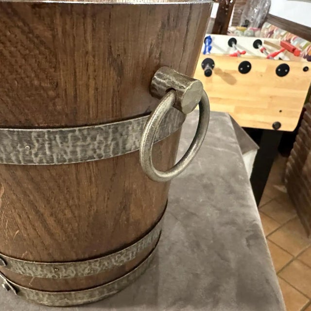 Brutalist 1970s Brutalist Oak Wood and Wrought Iron French Wine Cooler For Sale - Image 3 of 8