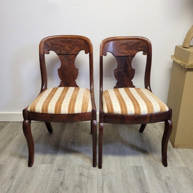 Biedermeier Set of Four Biedermeier Revival Walnut Dining Chairs, Early 20th Century For Sale - Image 3 of 10