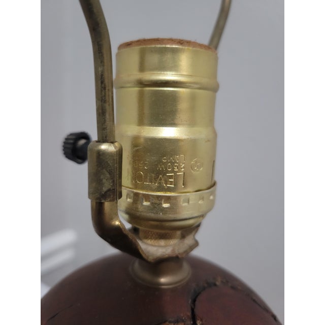 Vintage 1970s Kohler Sculptural Burl Wood Lamp With Pierced Copper Shade For Sale - Image 18 of 18