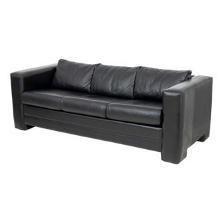 Modern Black Leather Upholstered Sleeper Sofa For Sale