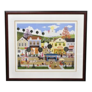 Jane Wooster Scott Signed and Numbered Serigraph Framed Art "Carefree Days"