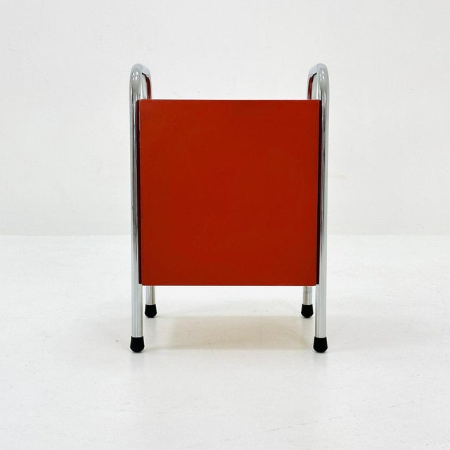 Bauhaus Nightstand with Drawer in Red and White, 1970s For Sale - Image 4 of 11