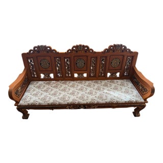 Thai Teakwood Hand Carved Sofa - Imported From Thailand For Sale
